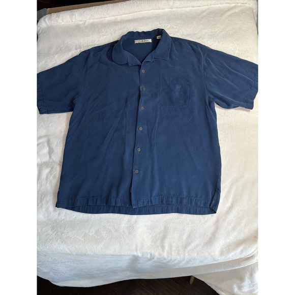 Tommy Bahama Other - Tommy Bahama Blue Shirt Mens XL 100% Silk Short Sleeve Button-Up